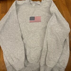 Classic Gray Sweatshirt with Flag Emblem